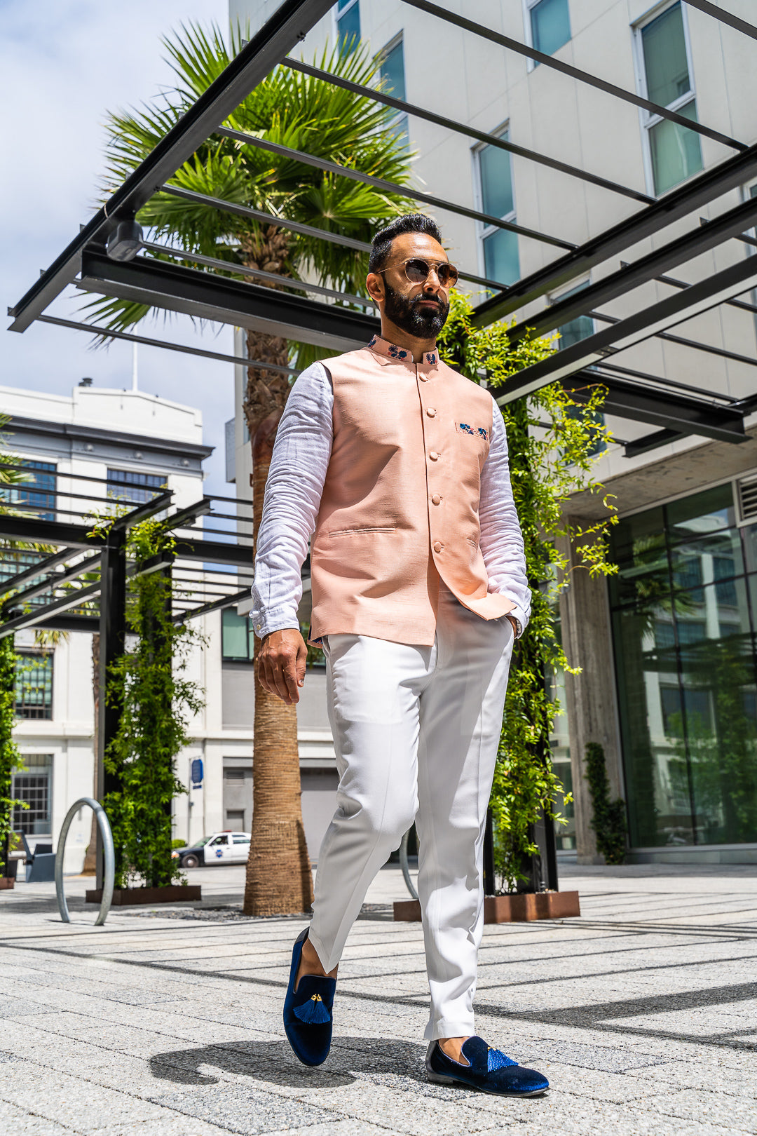 The Sahib in Peach | Men's Nehru Vest Bandhi | Saffron Lane