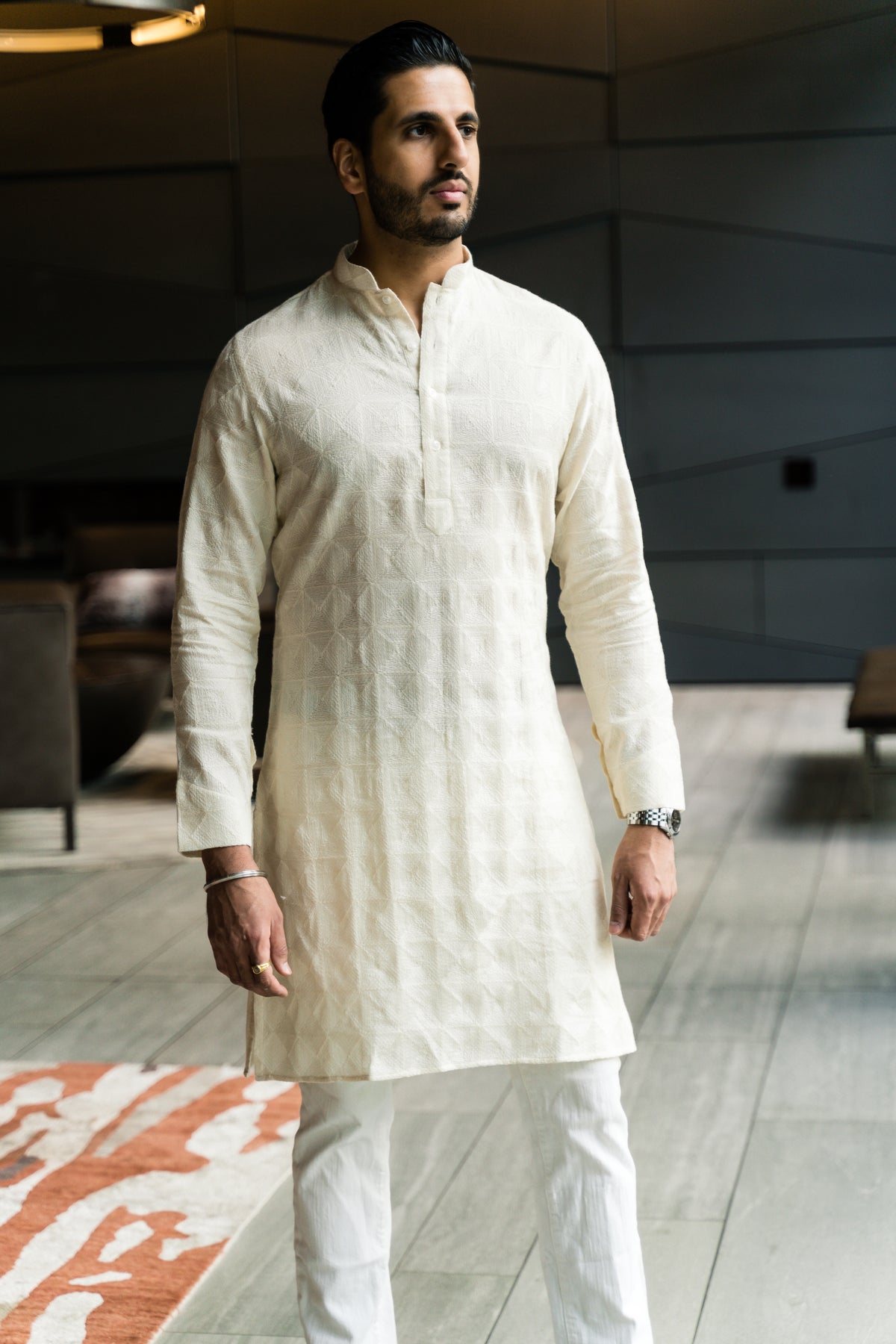 Buy White Front Open Kurta With Off White Box Pants by SONIYA.G Men at  Ogaan Online Shopping Site